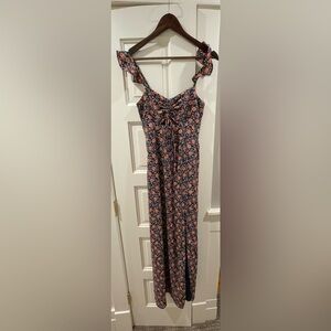 Lulu's Navy and Orange Floral Dress